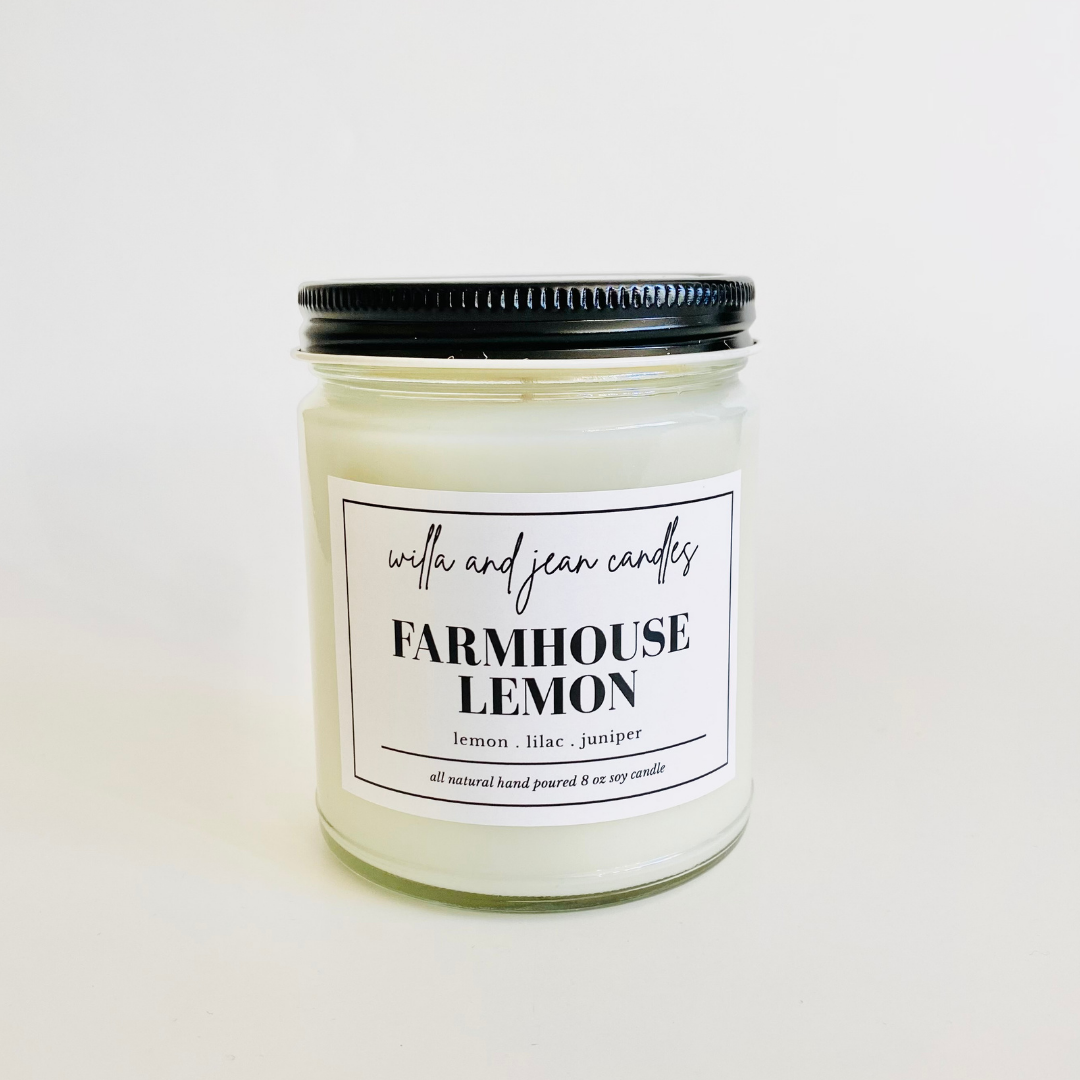 Farmhouse Lemon 8 oz scented soy candle
